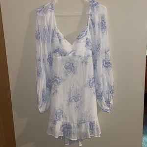 Hello Molly White Mini Dress with Blue Floral